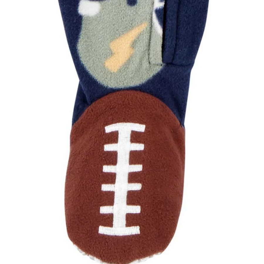 Clothing * | Toddler Boy Carter'S Football Fleece Footed Pajamas