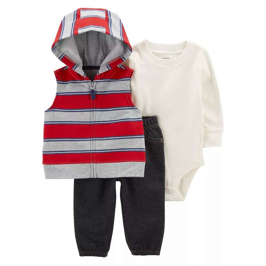 Clothing * | Baby Carter'S 3-Piece Little Stripe Vest Set