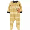 Clothing * | Baby Carter'S Bear Fishing Striped Zip Fleece Sleep & Play