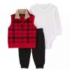 Clothing * | Baby Carter'S 3-Piece Plaid Vest Set