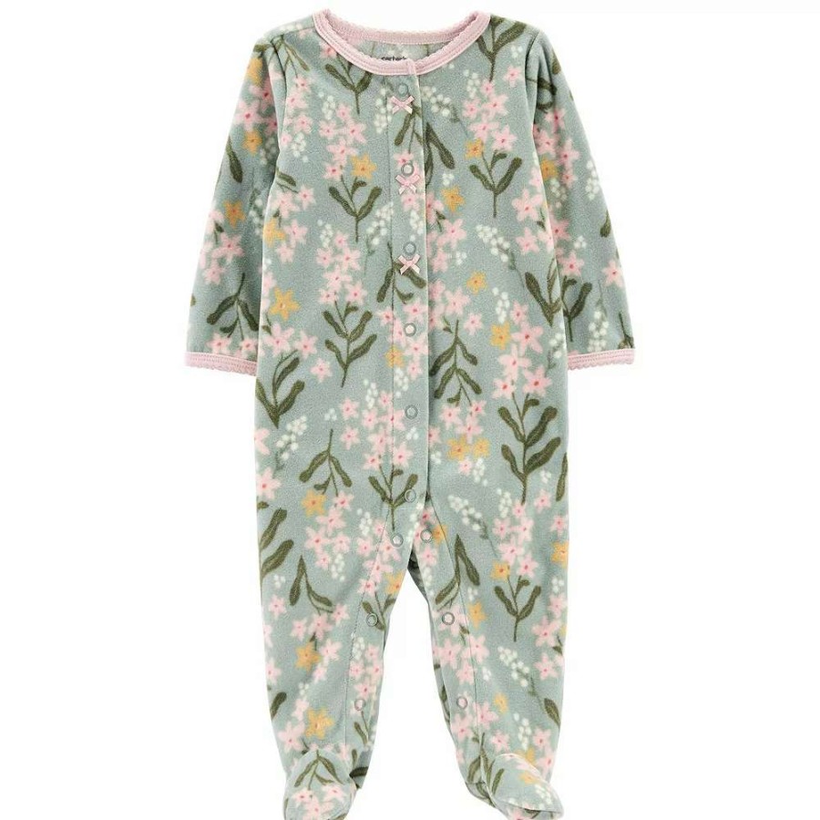 Clothing * | Baby Girl Carter'S Floral Snap Fleece Sleep & Play