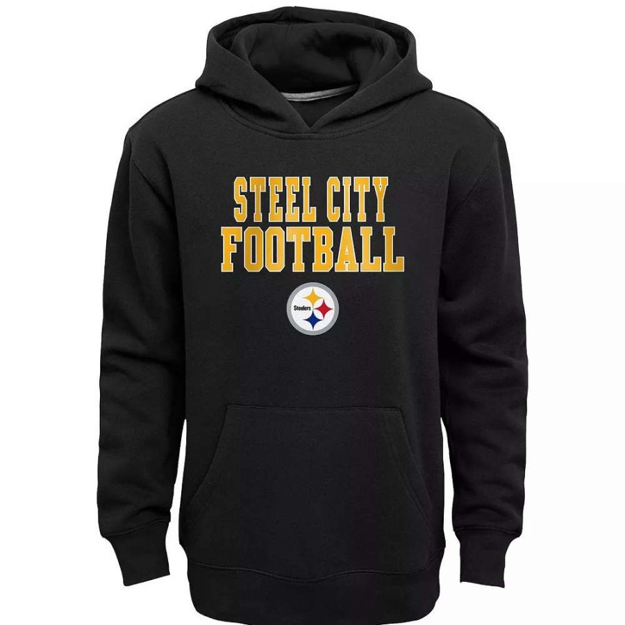 Clothing * | Kids 7-20 Pittsburgh Steelers Team Slogan Fleece Hoodie