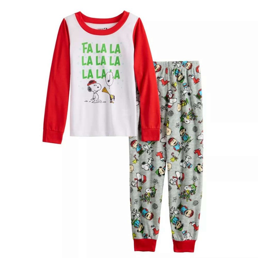 Clothing * | Girls 4-12 Jammies For Your Families Peanuts "Fa La La" Pajama Set