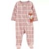 Clothing * | Baby Girl Carter'S Checkered Zip Fleece Sleep & Play