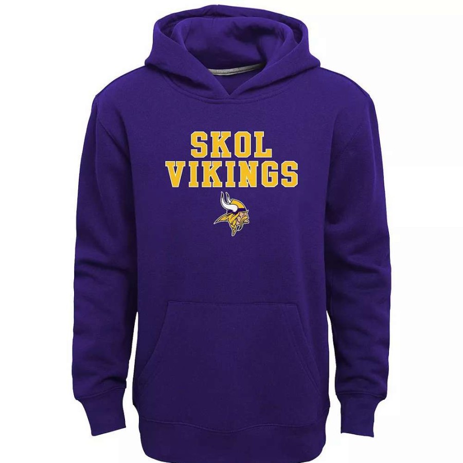 Clothing * | Kids 7-20 Minnesota Vikings Team Slogan Fleece Hoodie